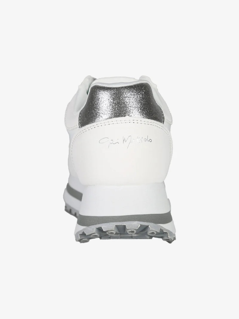 Sneakers stringate da donna con platform - argento