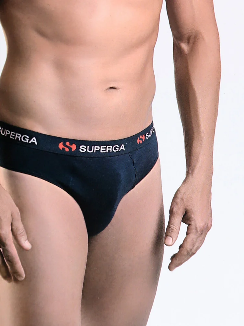 Slip da uomo in cotone tinta unita - blu scuro