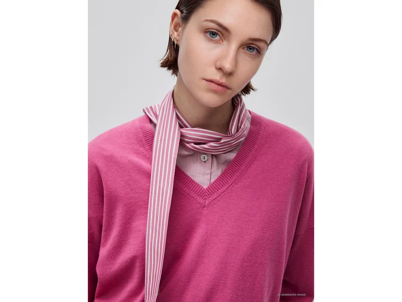 Pullover mit V-Ausschnitt aus Baumwolle und Wolle