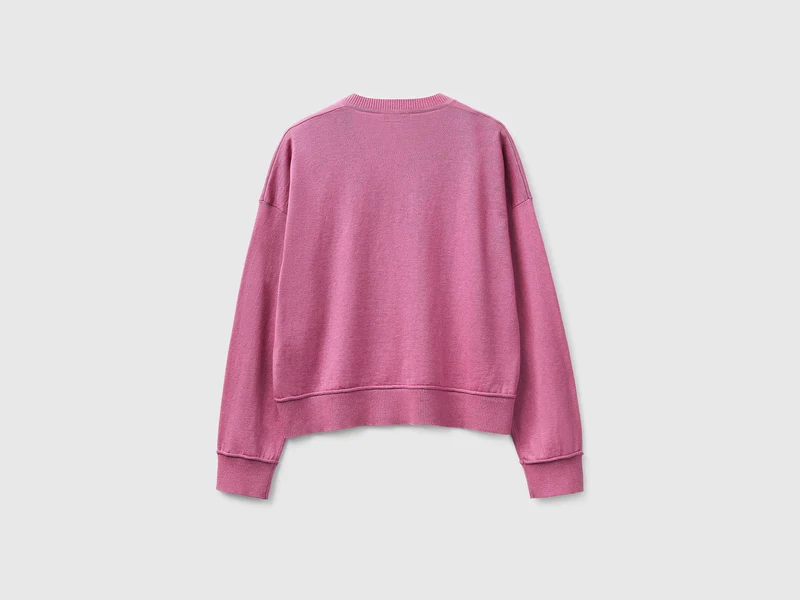 Pullover mit V-Ausschnitt aus Baumwolle und Wolle