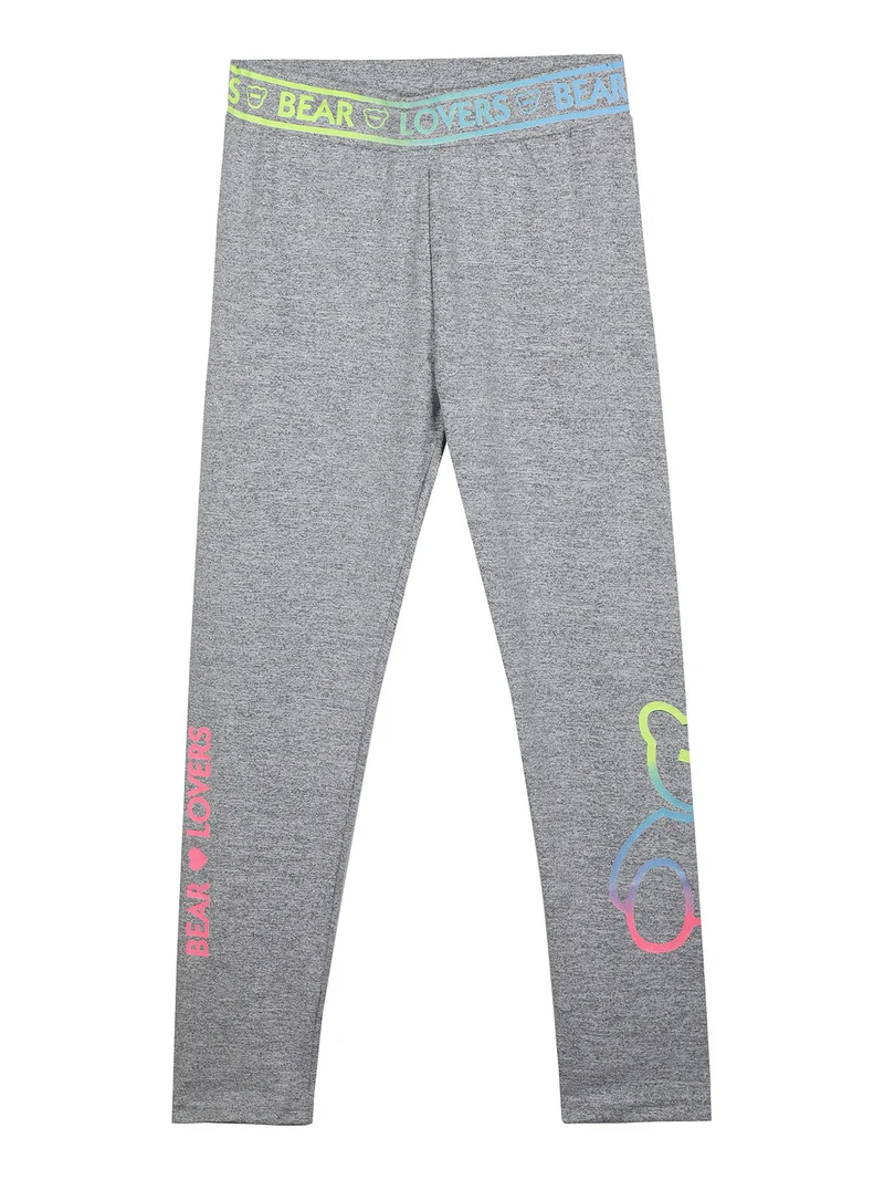 Leggings lucidi da bambina con stampe - grigio