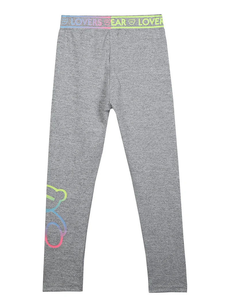 Leggings lucidi da bambina con stampe - grigio