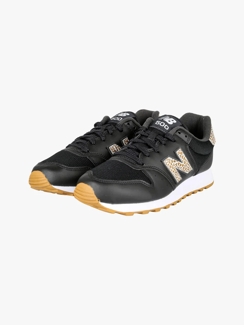 500 Sneakers donna stringate con dettagli animalier - nero