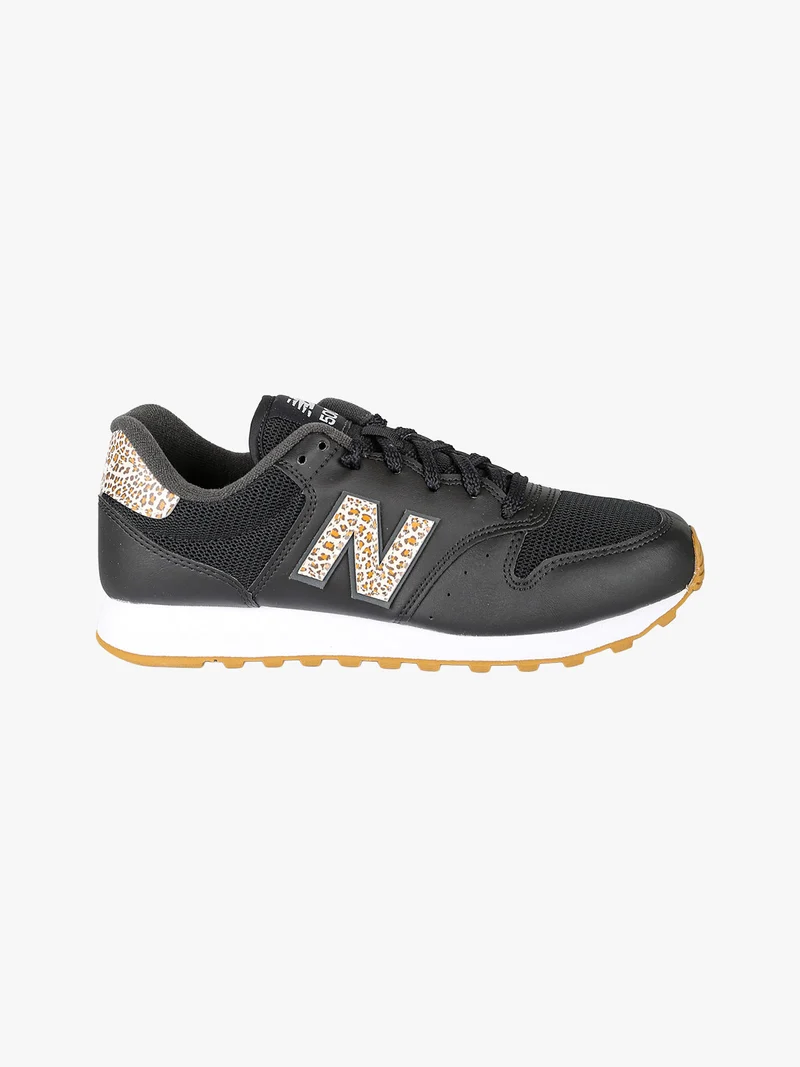 500 Sneakers donna stringate con dettagli animalier - nero