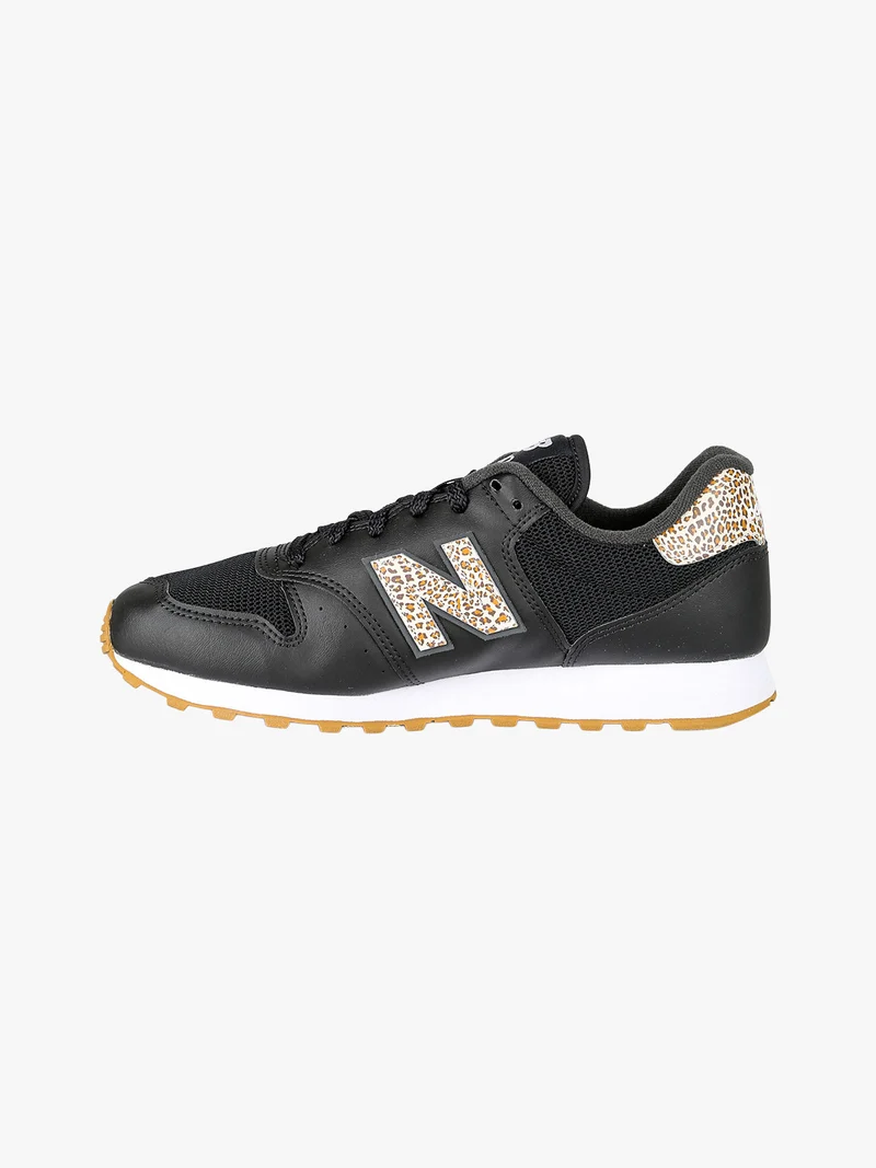 500 Sneakers donna stringate con dettagli animalier - nero