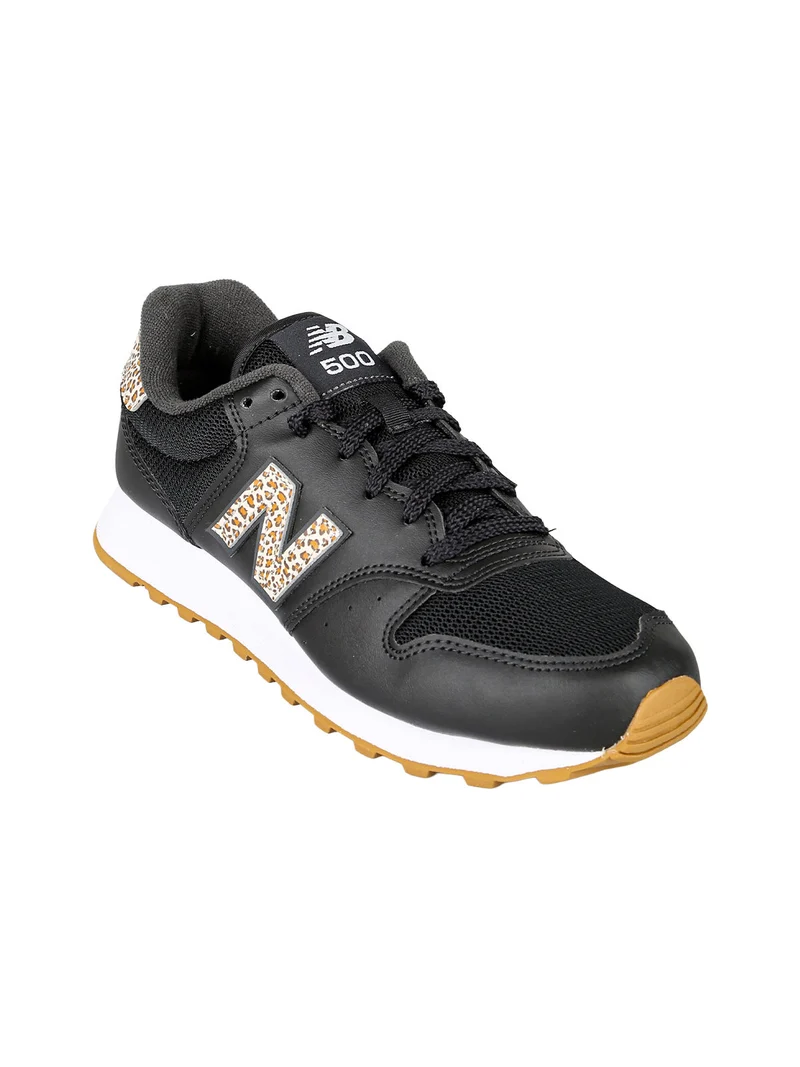 500 Sneakers donna stringate con dettagli animalier - nero