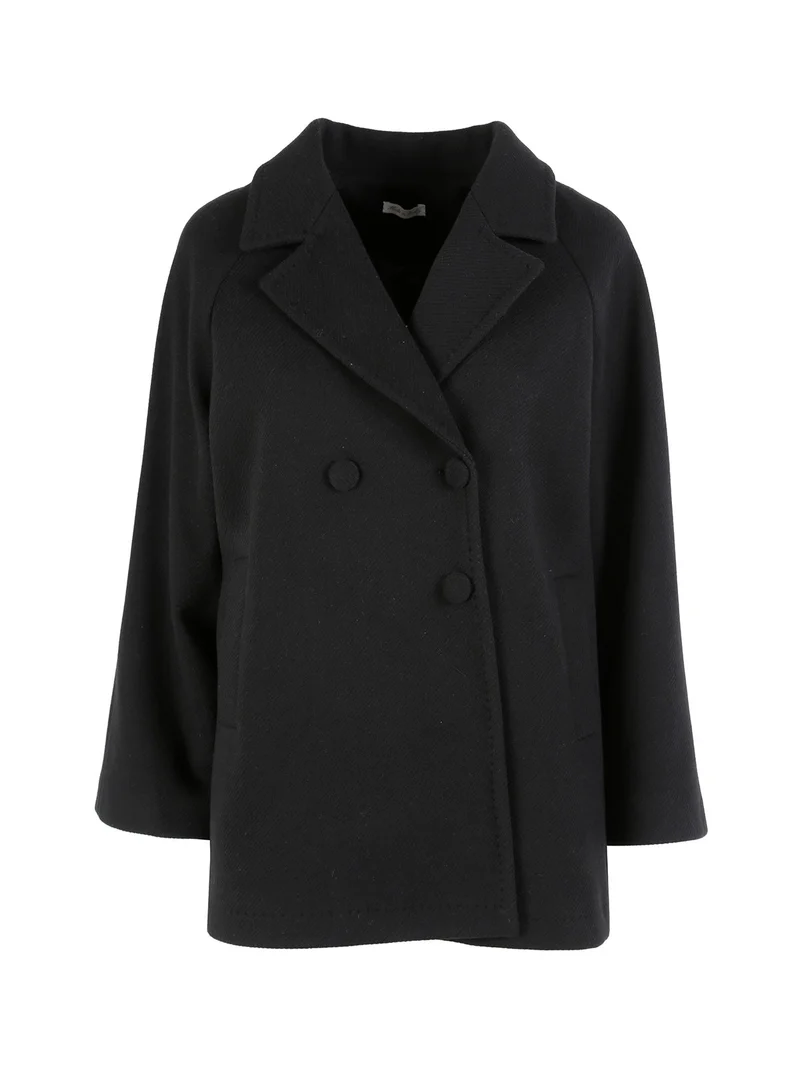 Cappotto corto da donna a doppiopetto con bottoni - nero