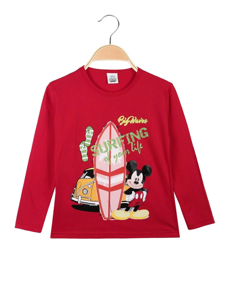 Maglietta Topolino da bambino a manica lunga - rosso