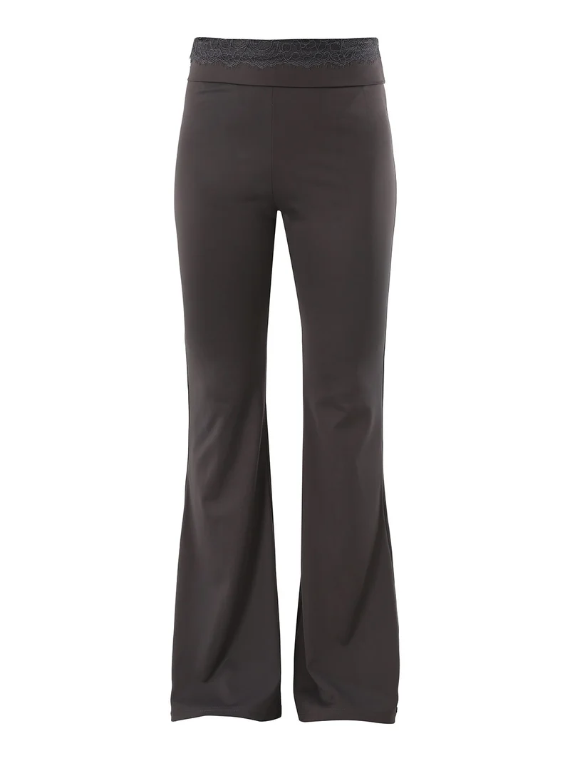 Pantaloni eleganti a zampa con pizzo in vita - grigio scuro