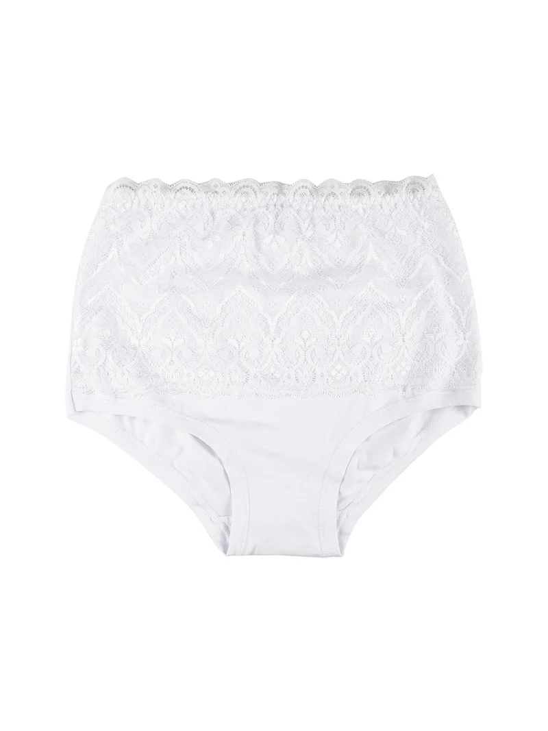 Culotte donna in cotone con pizzo - bianco