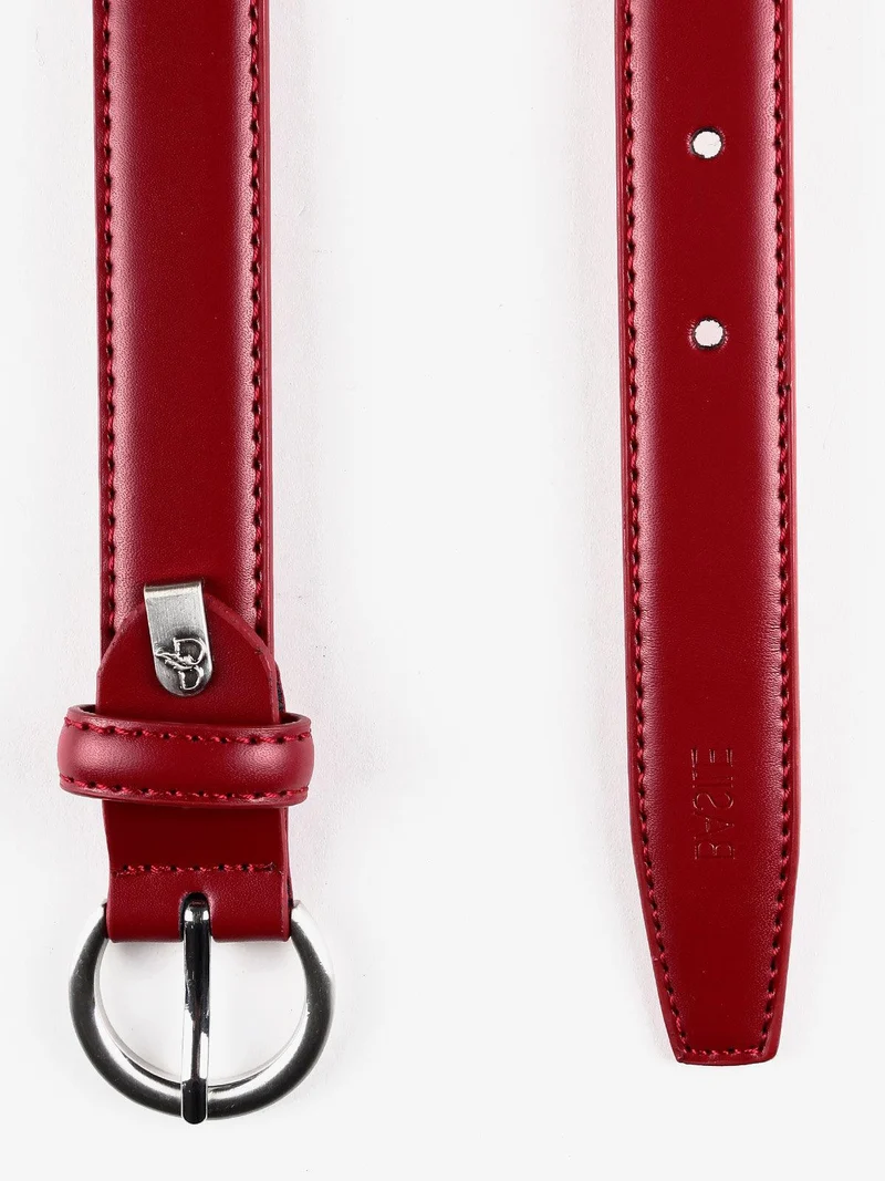Cintura fine in pelle - rosso