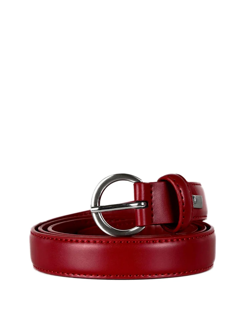 Cintura fine in pelle - rosso