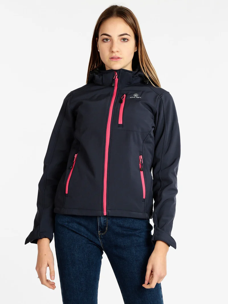 Giacca sportiva da donna con cappuccio - blu scuro