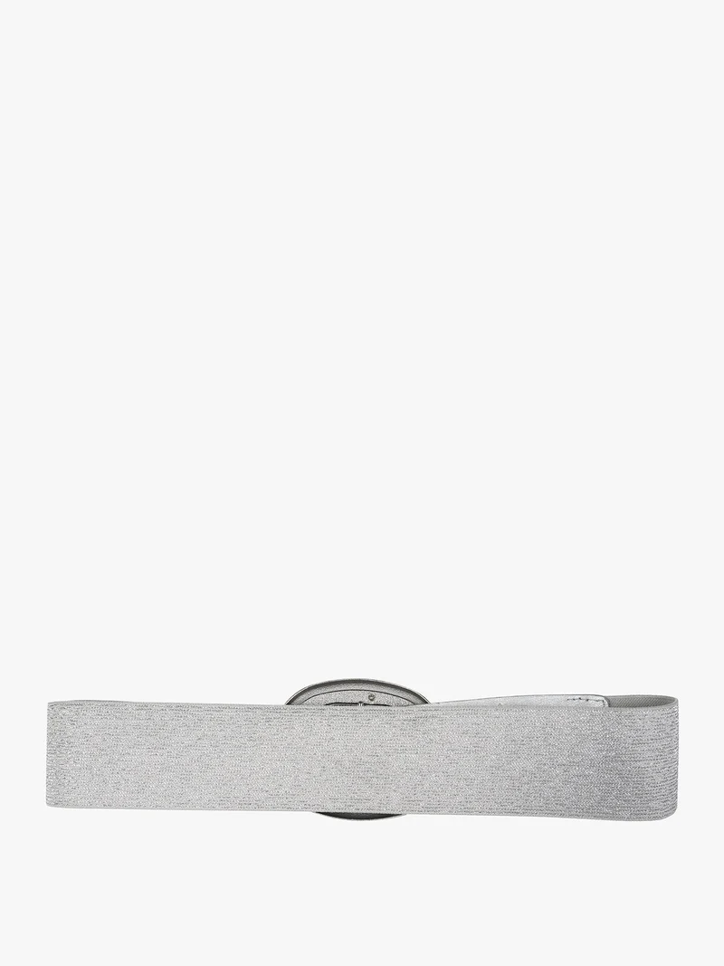 Cintura elastica da donna con fibbia ovale - argento