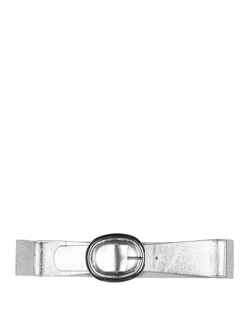 Cintura elastica da donna con fibbia ovale - argento