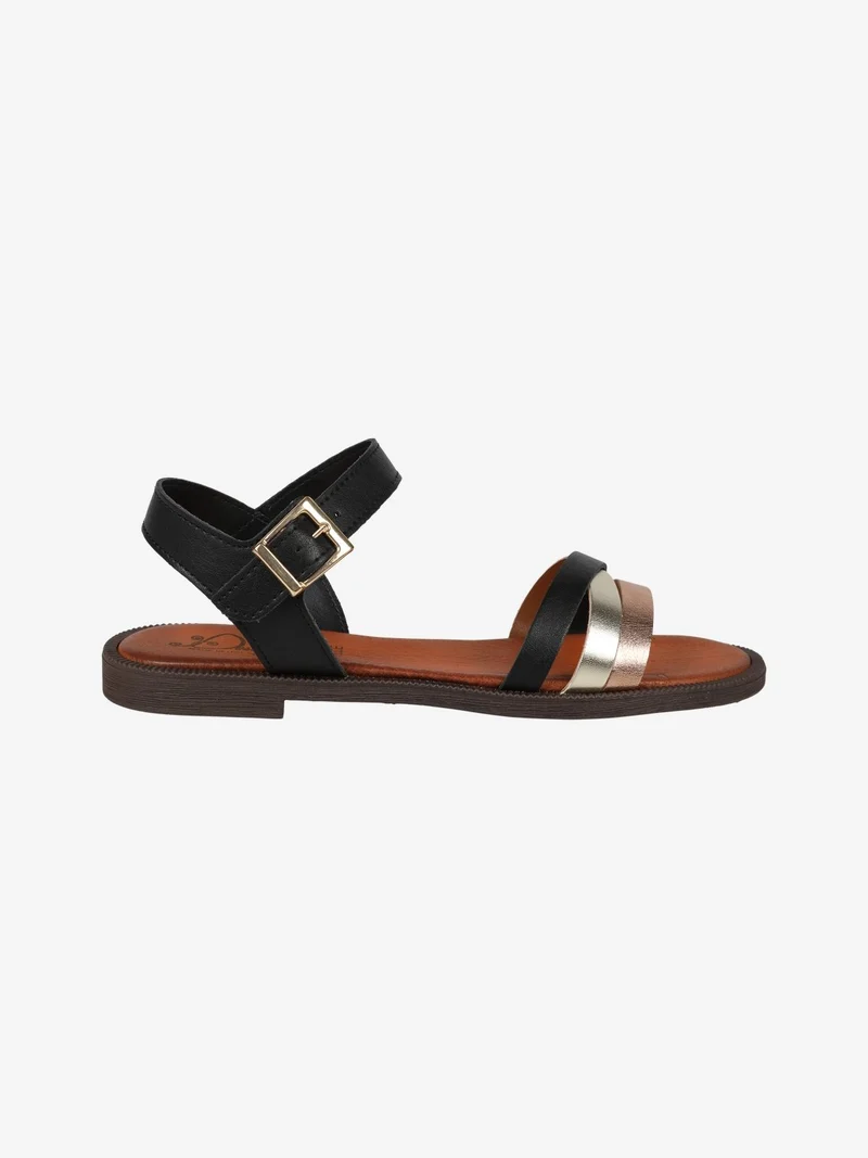 Sandali bassi da donna con fascette intrecciate - nero
