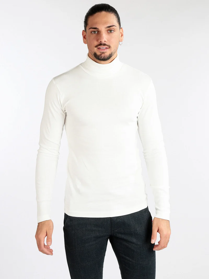 Maglietta dolcevita da uomo - bianco