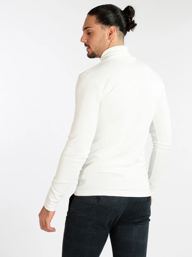 Maglietta dolcevita da uomo - bianco
