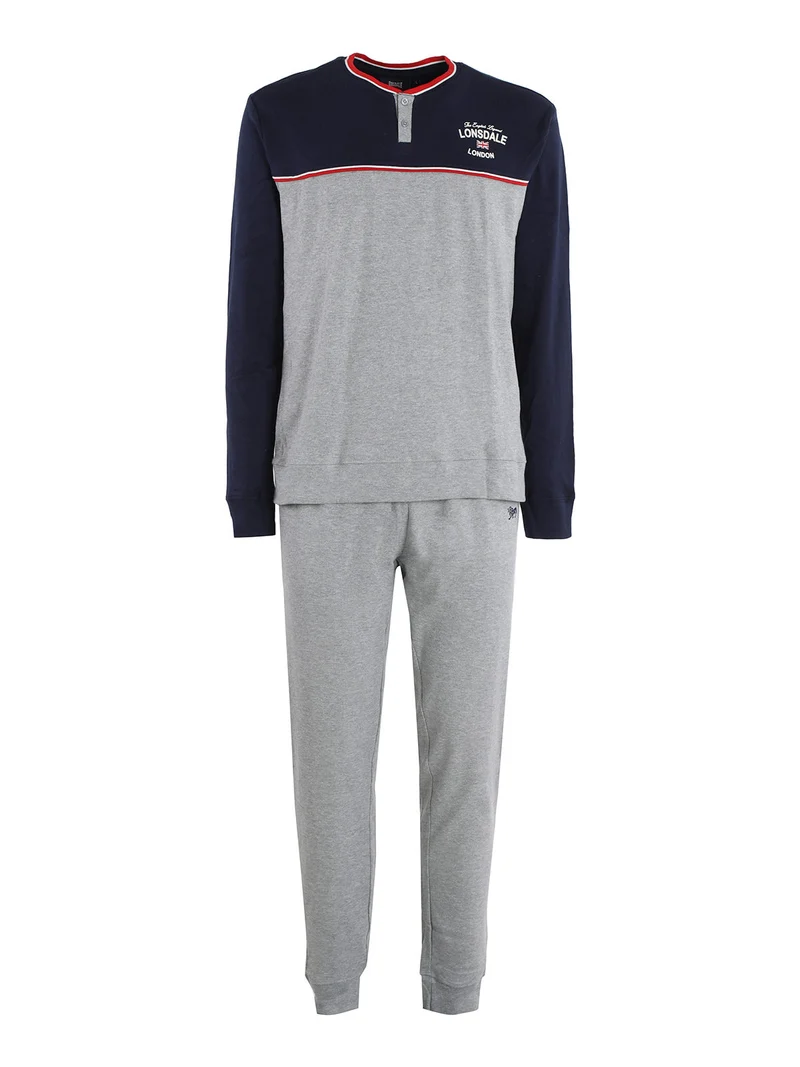 Pigiama lungo da uomo in cotone - grigio