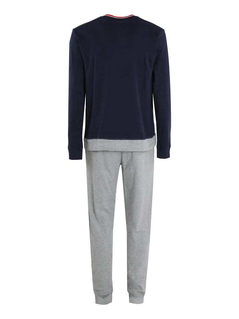 Pigiama lungo da uomo in cotone - grigio