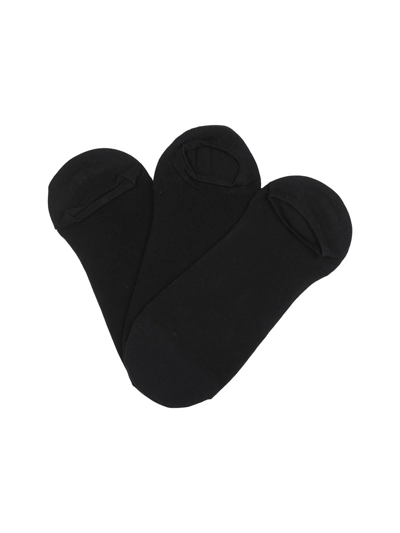 Confezione da 3 paia di calze fantasmini in cotone elasticizzato - nero