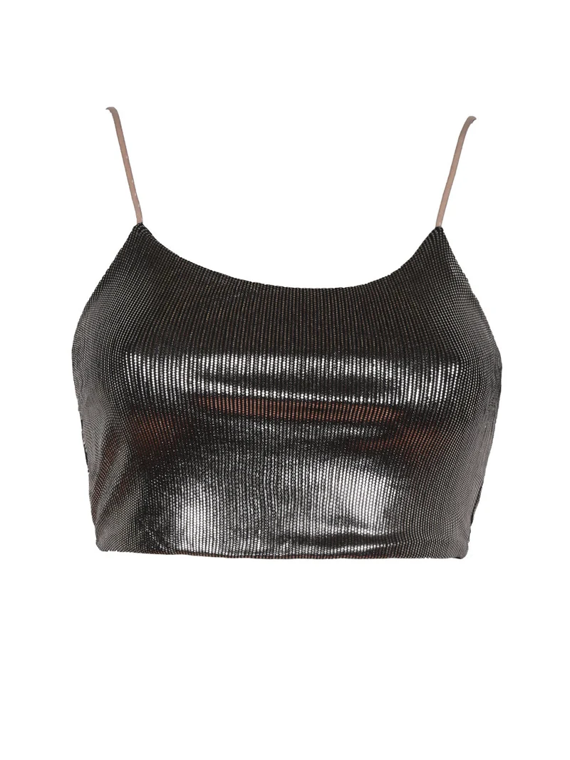 Top corto donna con lurex - champagne