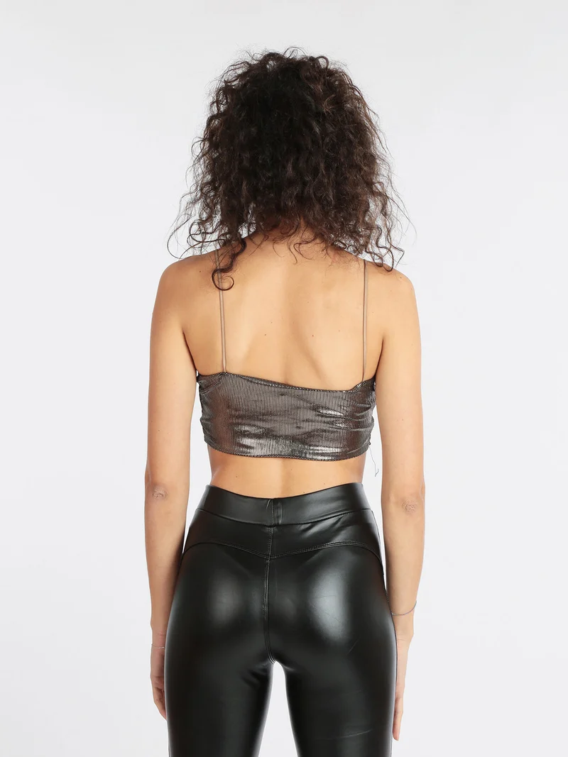 Top corto donna con lurex - champagne