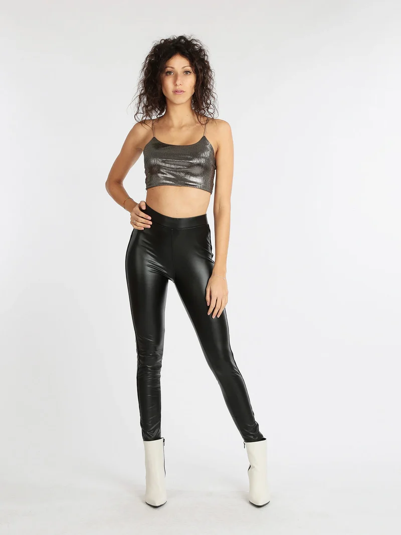 Top corto donna con lurex - champagne