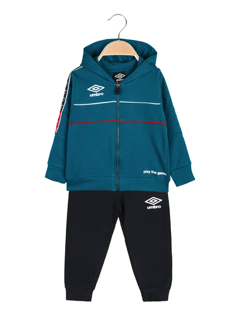 Completo tuta da neonato 2 pezzi con cappuccio e zip - ottanio