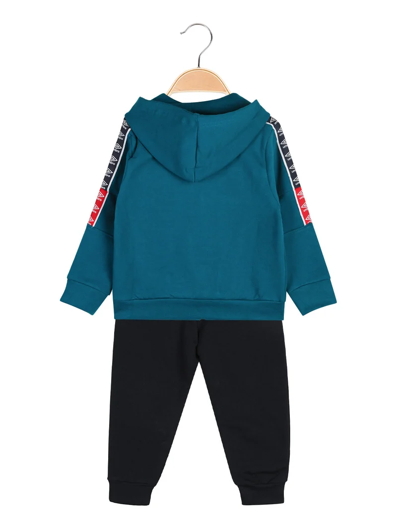 Completo tuta da neonato 2 pezzi con cappuccio e zip - ottanio