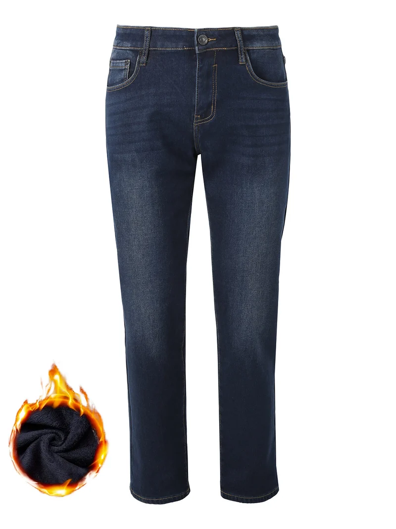 Jeans da uomo a vita bassa con interno felpato - jeans
