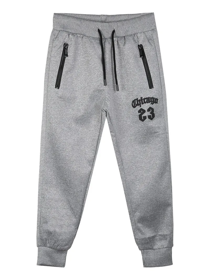 Pantaloni tuta da bambino con coulisse e polsini - grigio