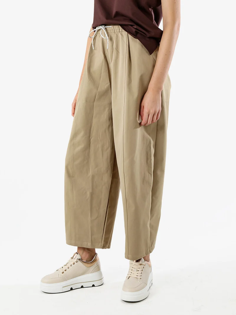 Pantaloni donna barrell cropped - khaki