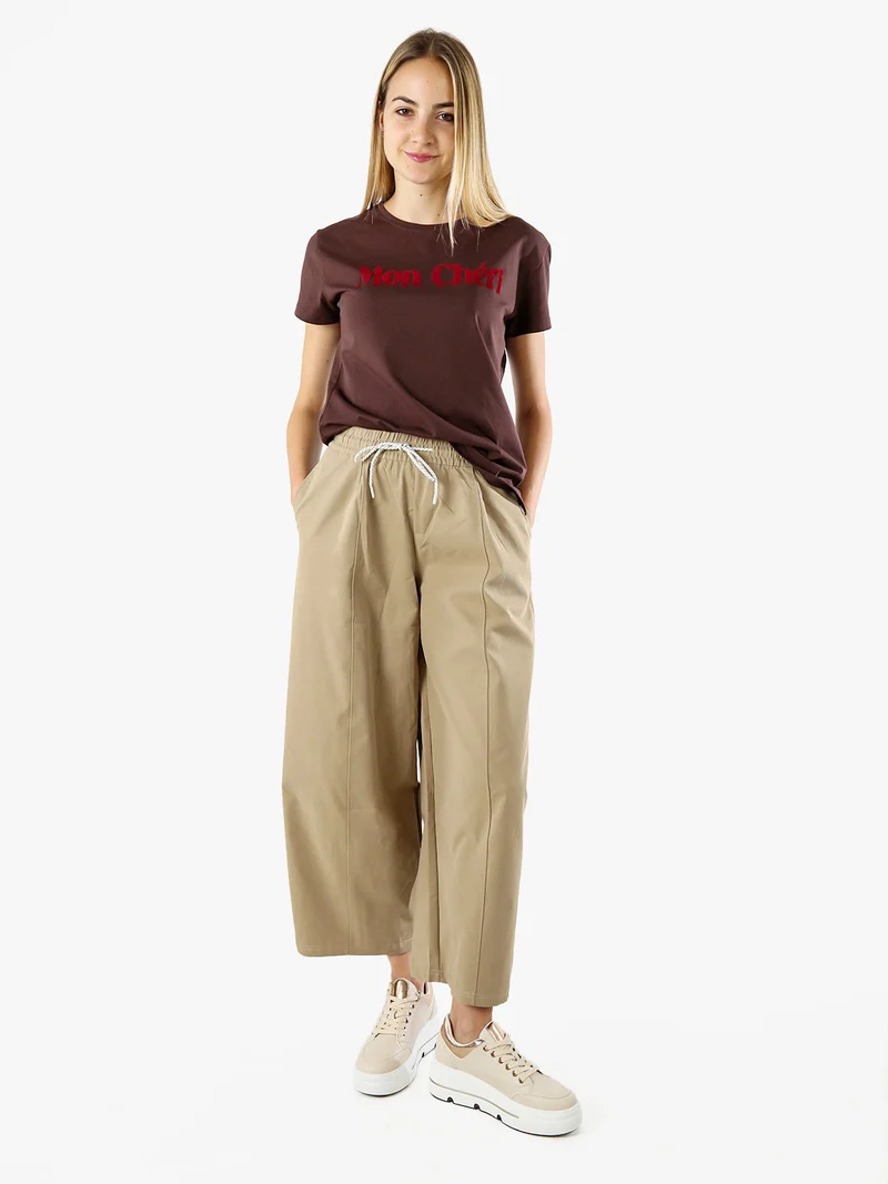 Pantaloni donna barrell cropped - khaki