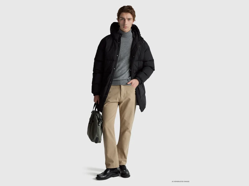 Grauer Rollkragenpullover aus reiner Merinowolle