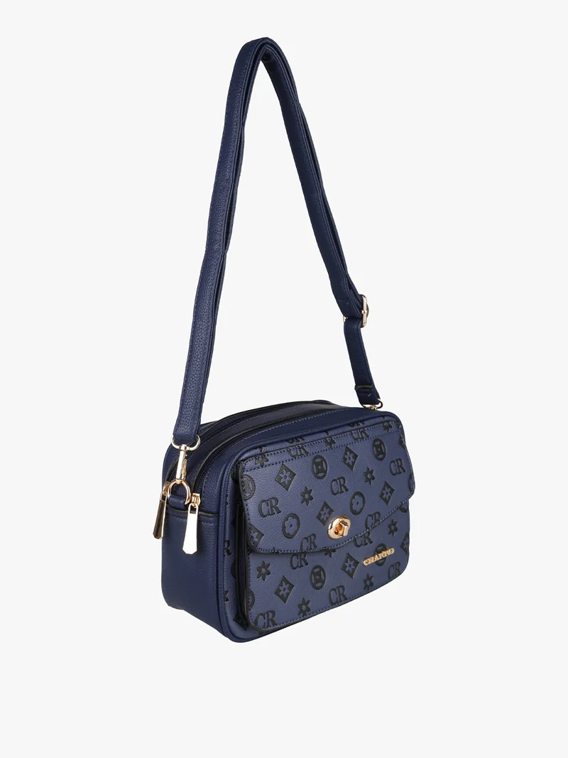 Borsa a tracolla da donna con stampe - blu scuro