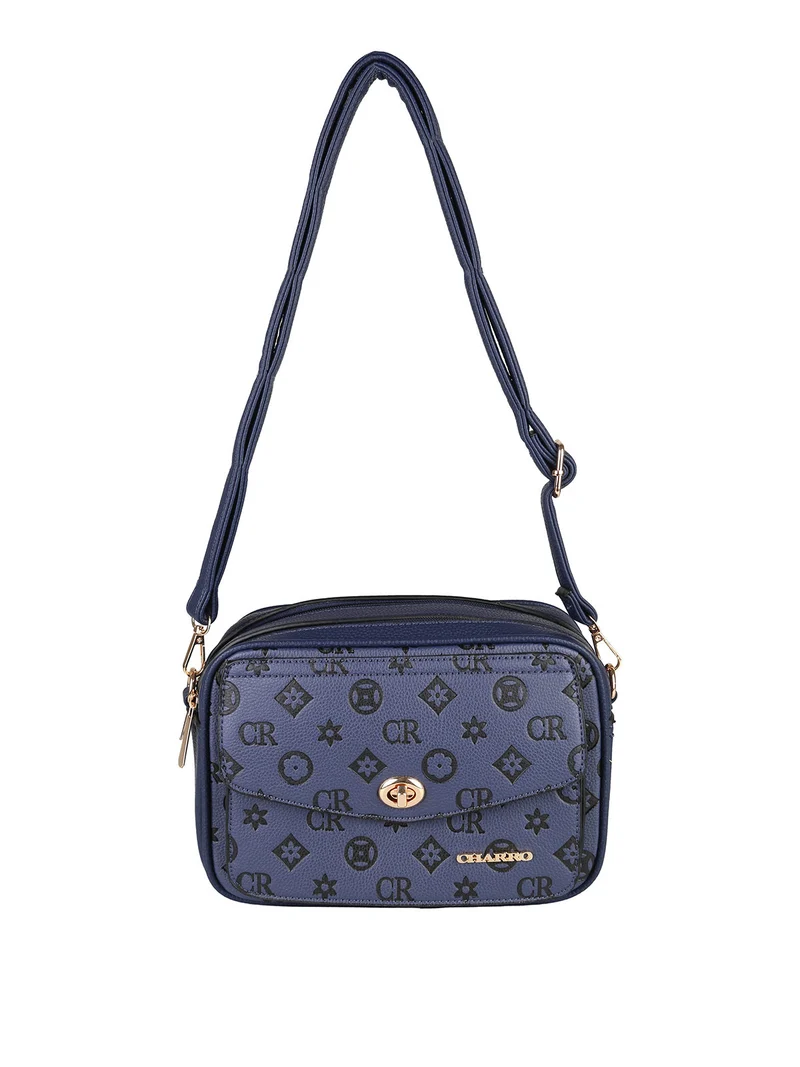 Borsa a tracolla da donna con stampe - blu scuro