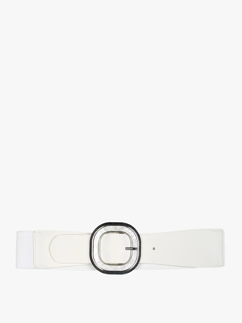 Cintura elastica da donna con fibbia - bianco