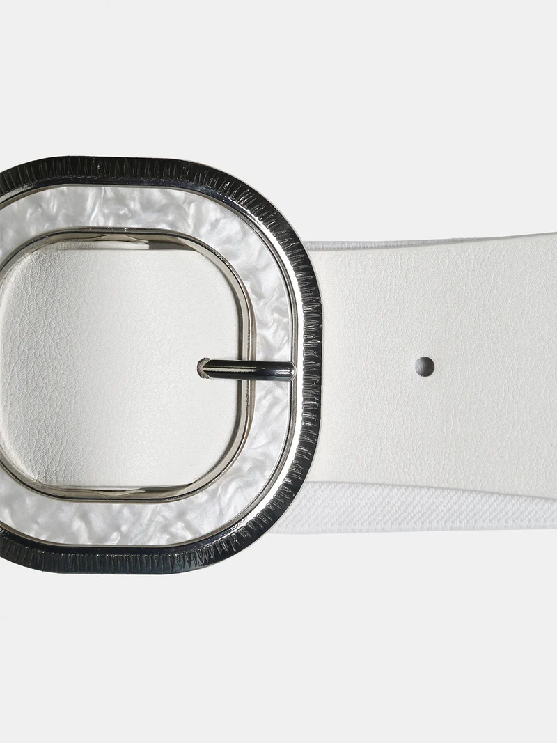 Cintura elastica da donna con fibbia - bianco