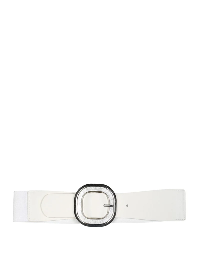 Cintura elastica da donna con fibbia - bianco