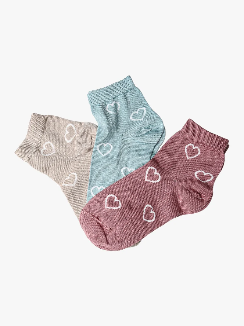 Confezione da 3 paia di calze corte da bambina in filo di scozia - rosa