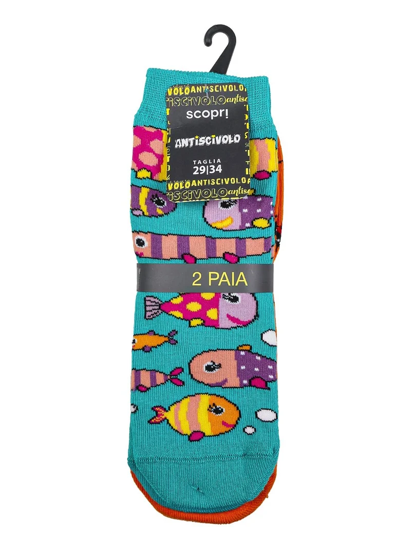 Confezione da 2 paia di calze antiscivolo da bambina - arancione