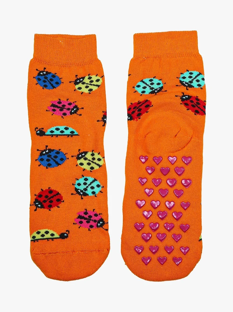 Confezione da 2 paia di calze antiscivolo da bambina - arancione