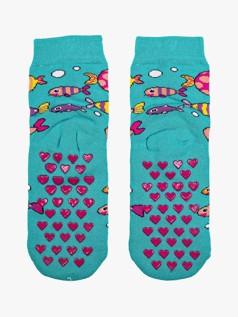 Confezione da 2 paia di calze antiscivolo da bambina - arancione