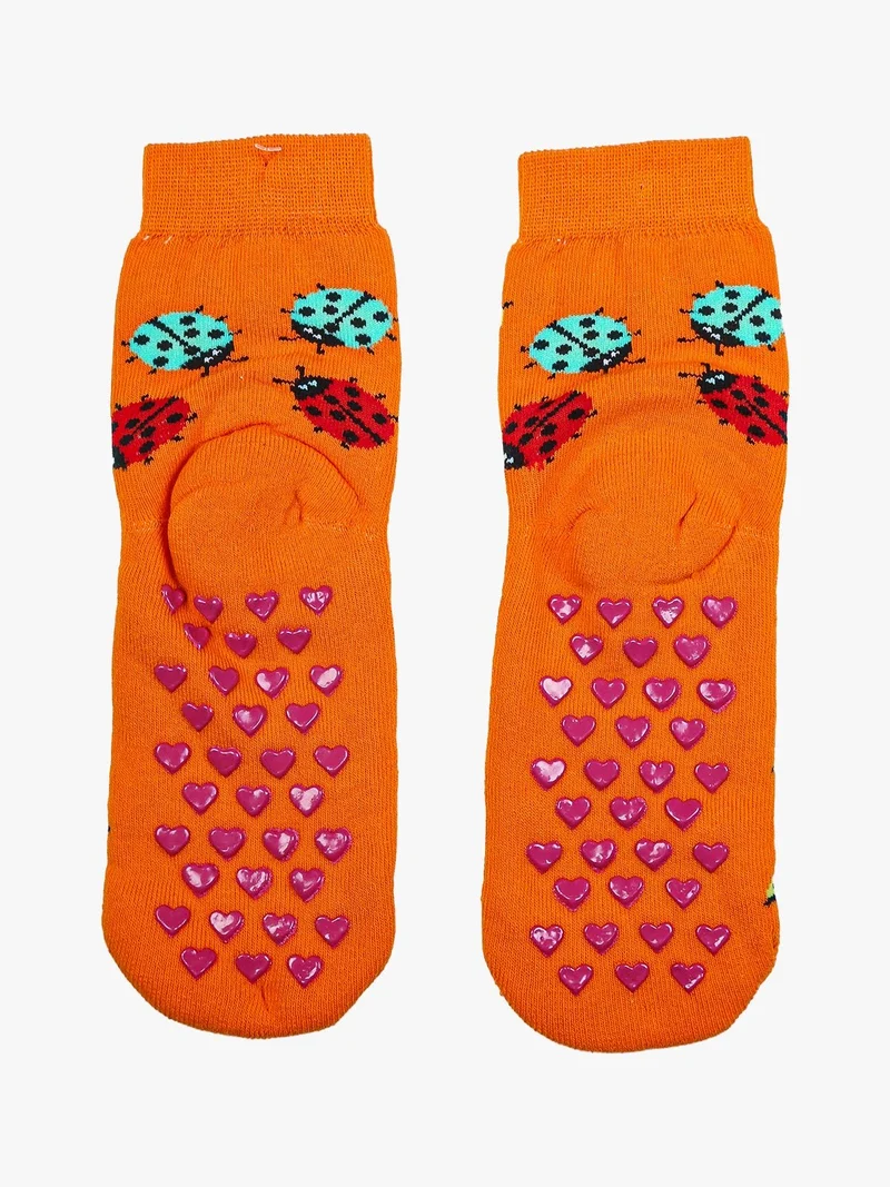 Confezione da 2 paia di calze antiscivolo da bambina - arancione