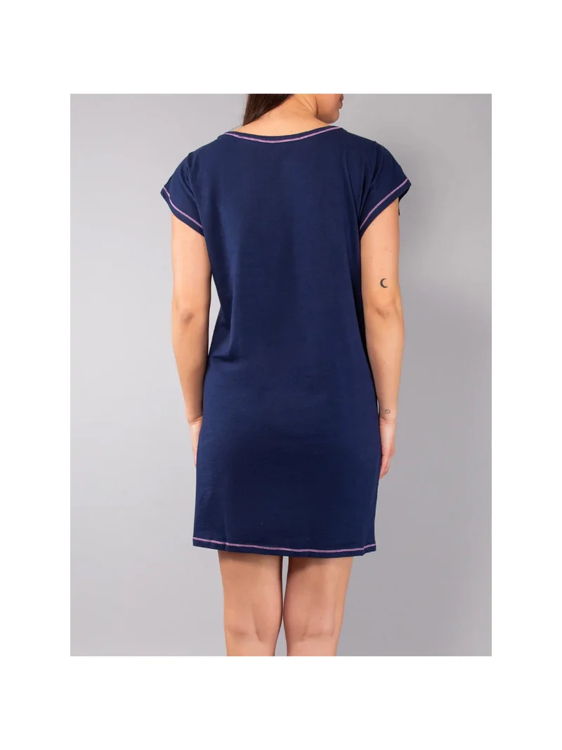 Maxi maglia da donna in cotone a maniche corte - blu scuro