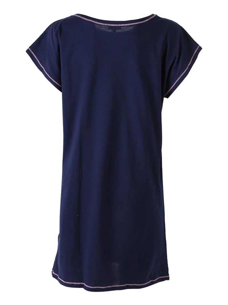 Maxi maglia da donna in cotone a maniche corte - blu scuro