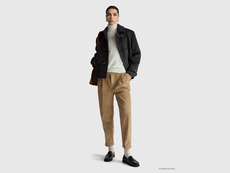 Cremefarbener Rollkragenpullover aus einer Woll-Kaschmir-Mischung