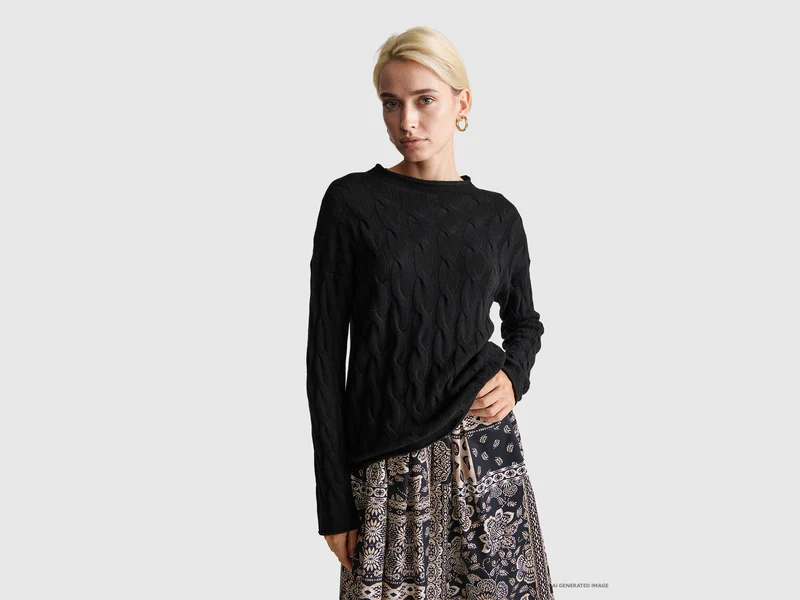 Zopfmusterpullover aus Kaschmirmischung