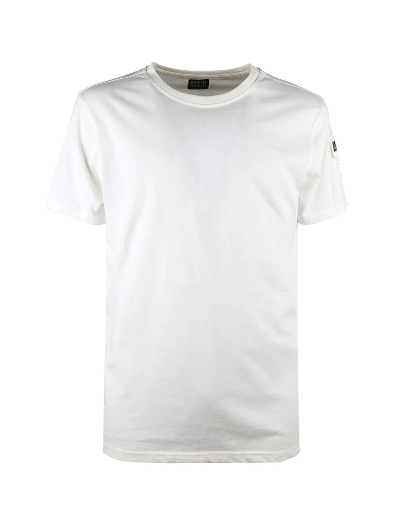 T-shirt da uomo in cotone con taschino sulla manica - bianco